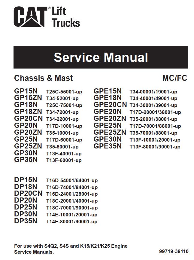 CAT Forklift GPE20CN Service Manual