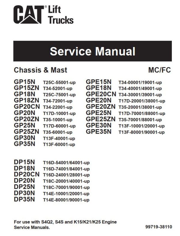 CAT Forklift GPE20N Service Manual