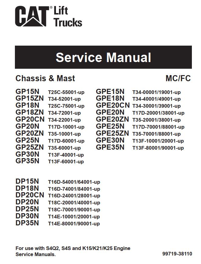 CAT Forklift GPE20N Service Manual