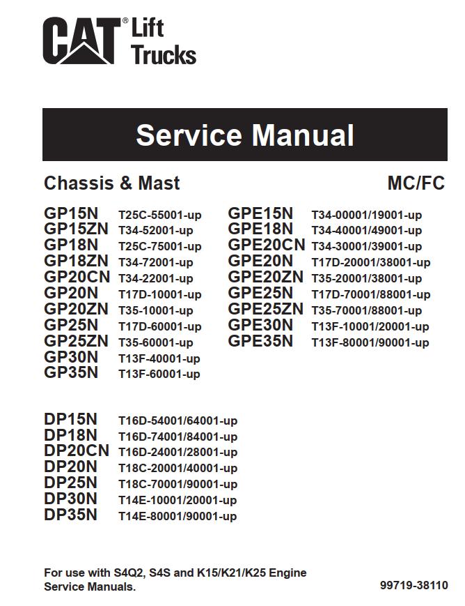 CAT Forklift GPE20ZN Service Manual