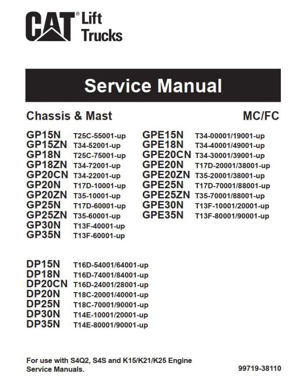 CAT Forklift GPE25N Service Manual 1 1