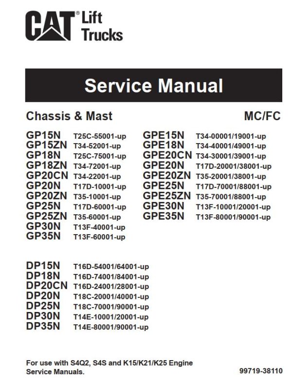 CAT Forklift GPE35N Service Manual