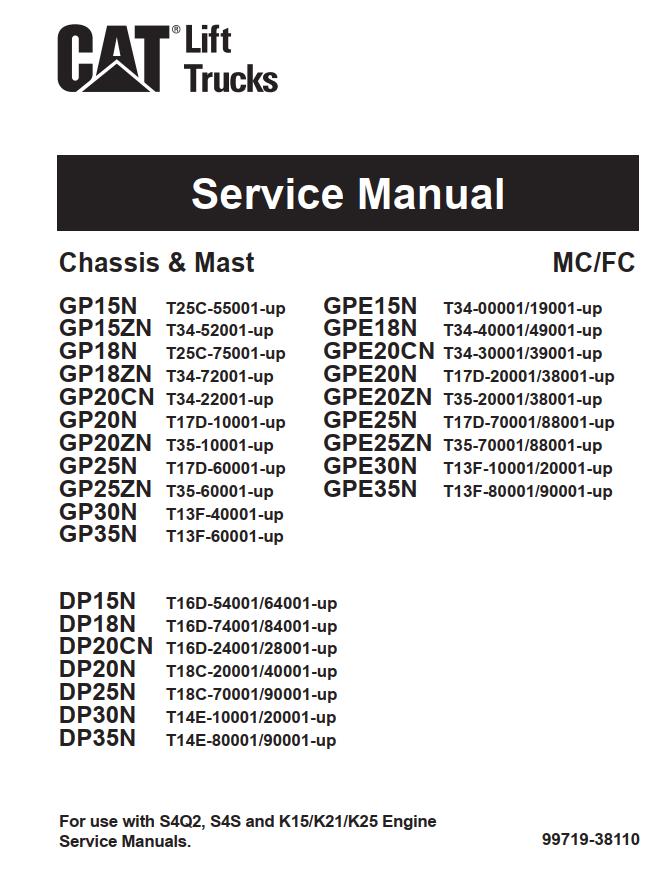 CAT Forklift GPE35N Service Manual