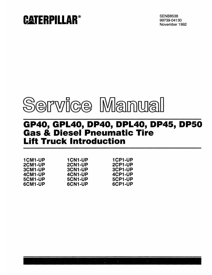 CAT Forklift GPL40 Schematic Service Operation Maintenance Manual