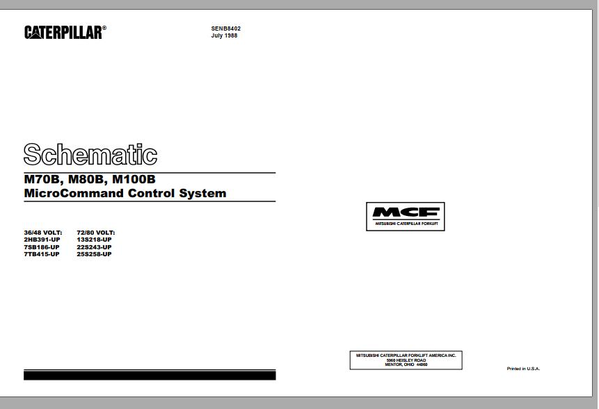 CAT Forklift M100B Service Manual
