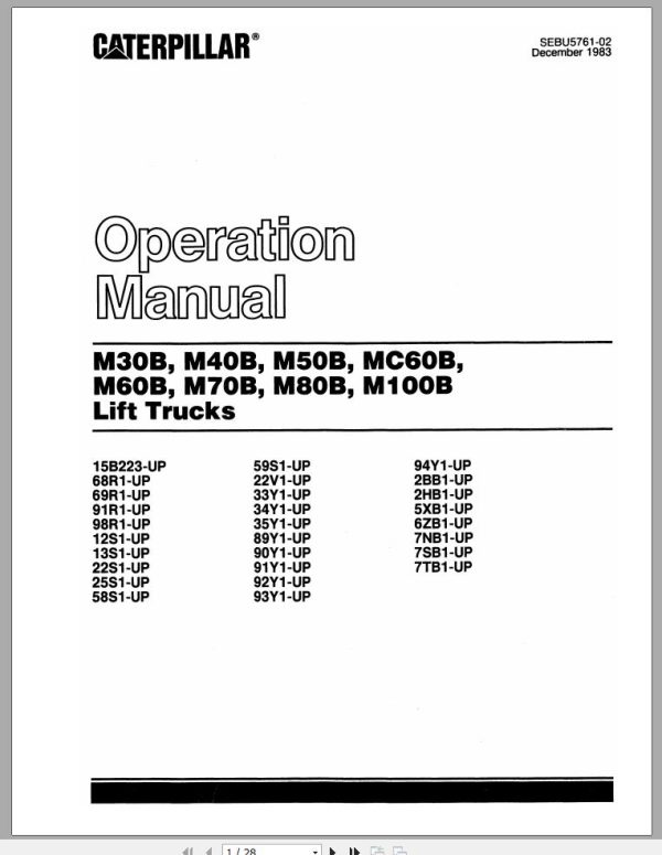 CAT Forklift M100B Service Manual 1