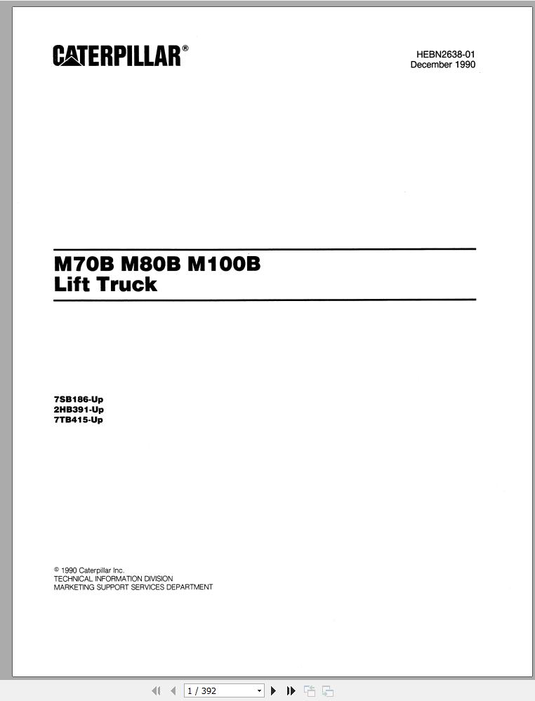 CAT Forklift M100B Spare Parts Manual 1