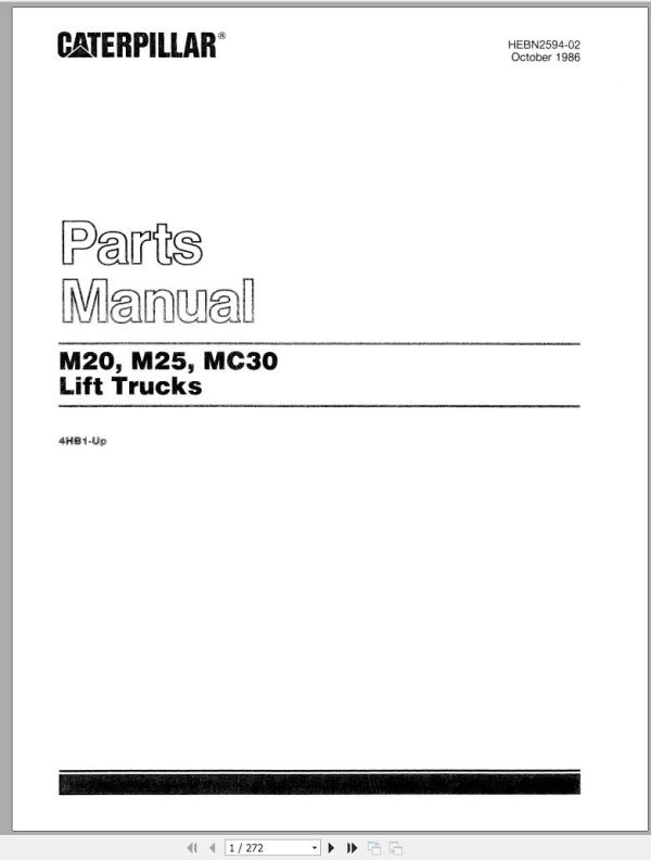CAT Forklift M25 Spare Parts Manual 1