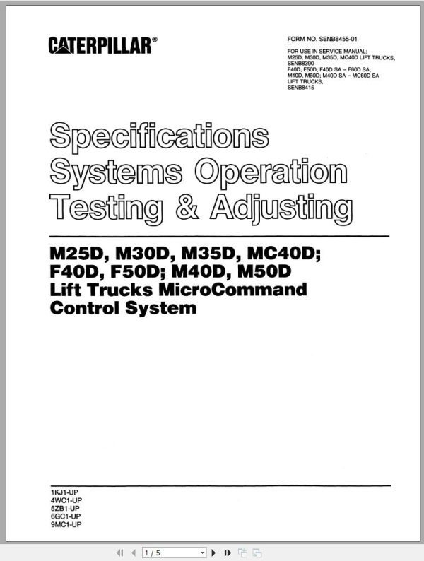 CAT Forklift M25D Service Manual