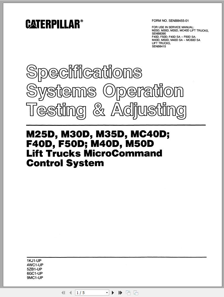 CAT Forklift M25D Service Manual