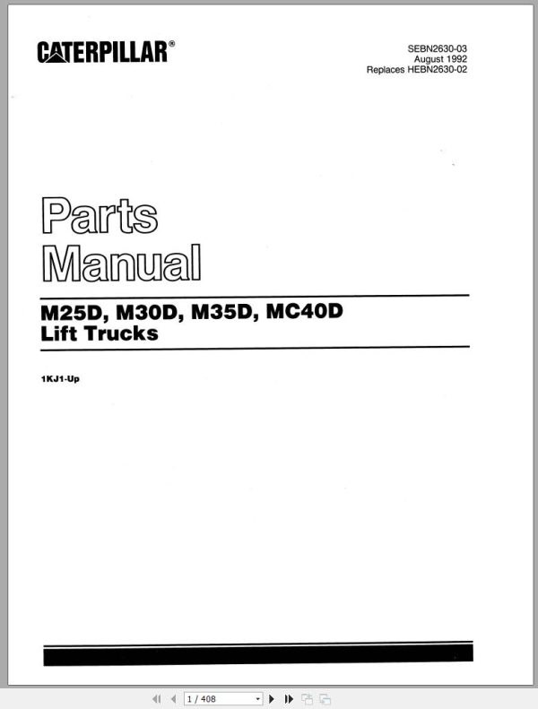 CAT Forklift M25D Spare Parts Manual