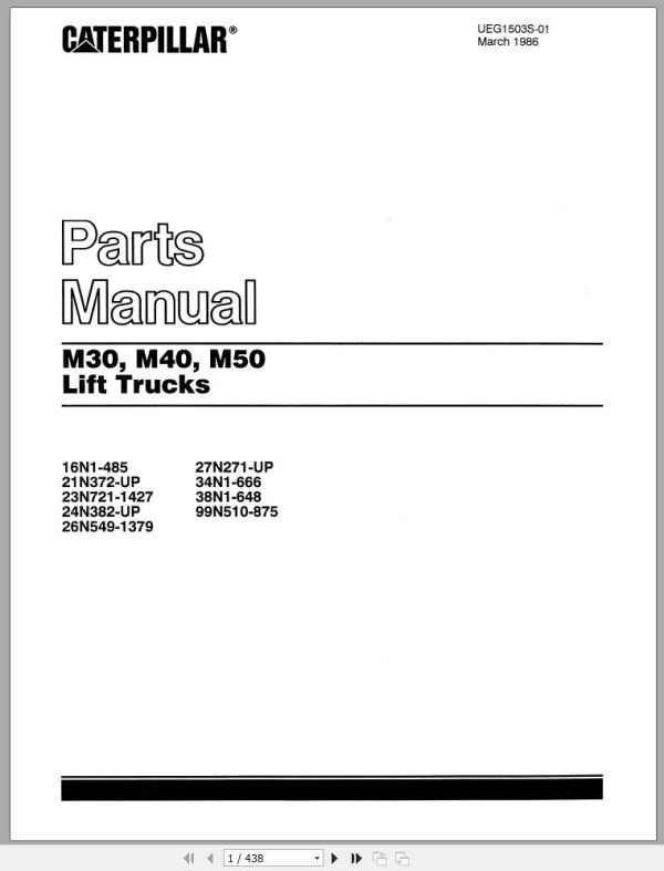 CAT Forklift M30 Spare Parts Manual