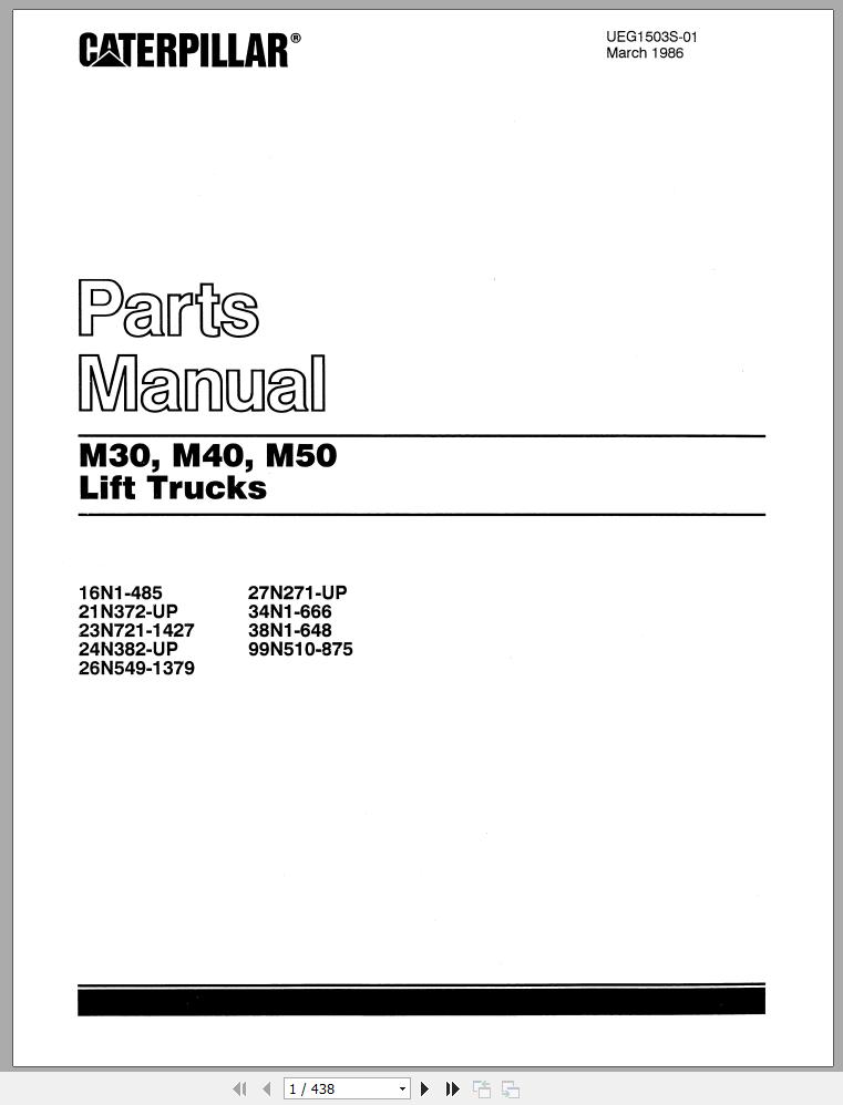 CAT Forklift M30 Spare Parts Manual