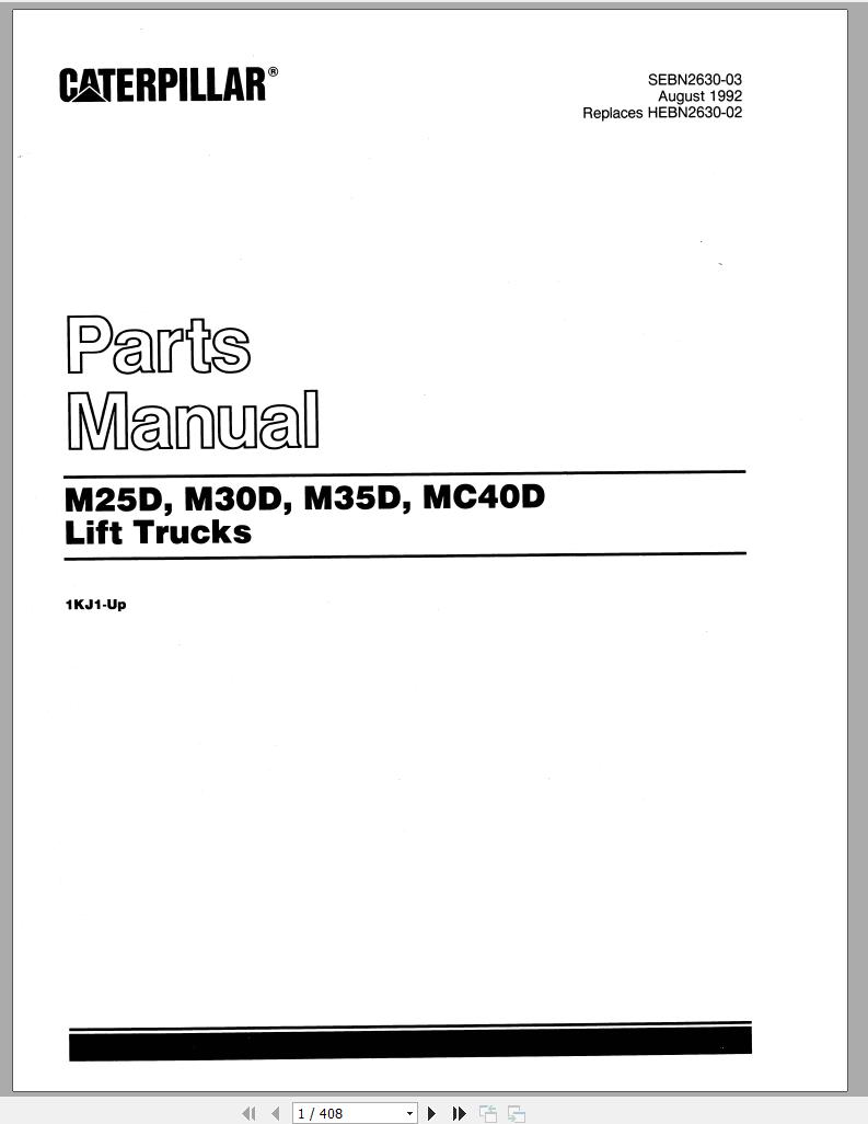 CAT Forklift M30D Spare Parts Manual