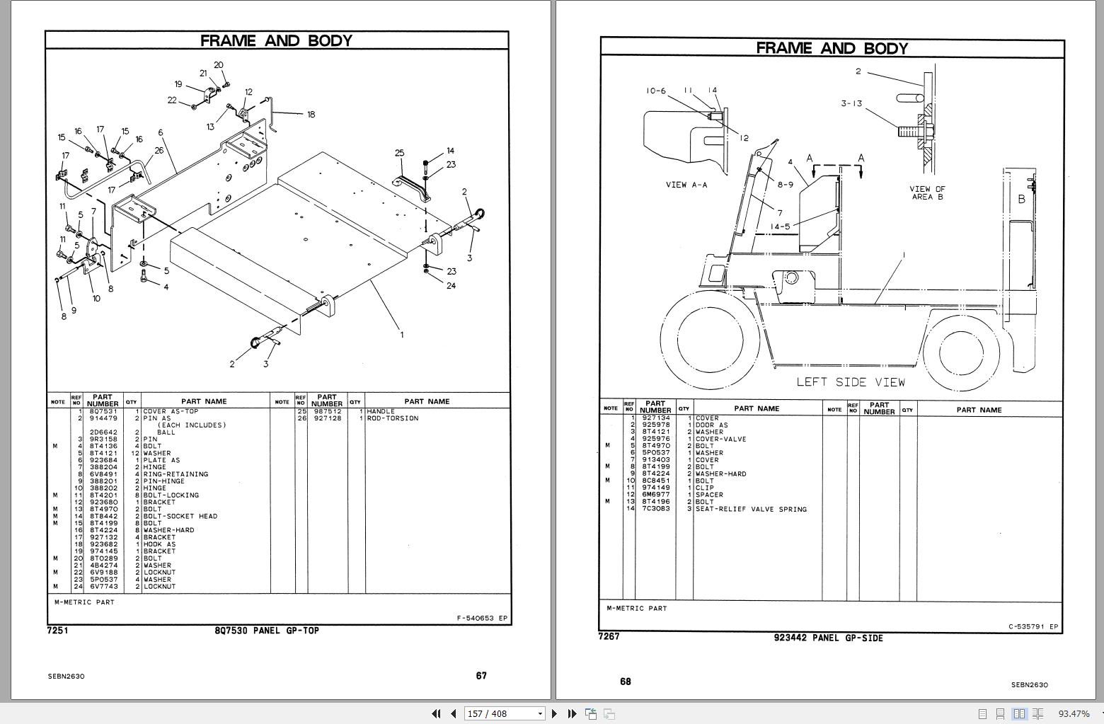 CAT Forklift M30D Spare Parts Manual