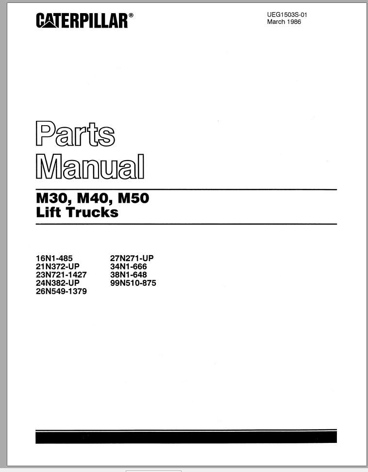 CAT Forklift M40 Spare Parts Manual