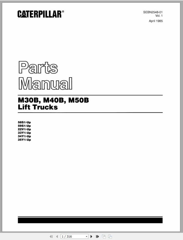 CAT Forklift M40B Spare Parts Manual
