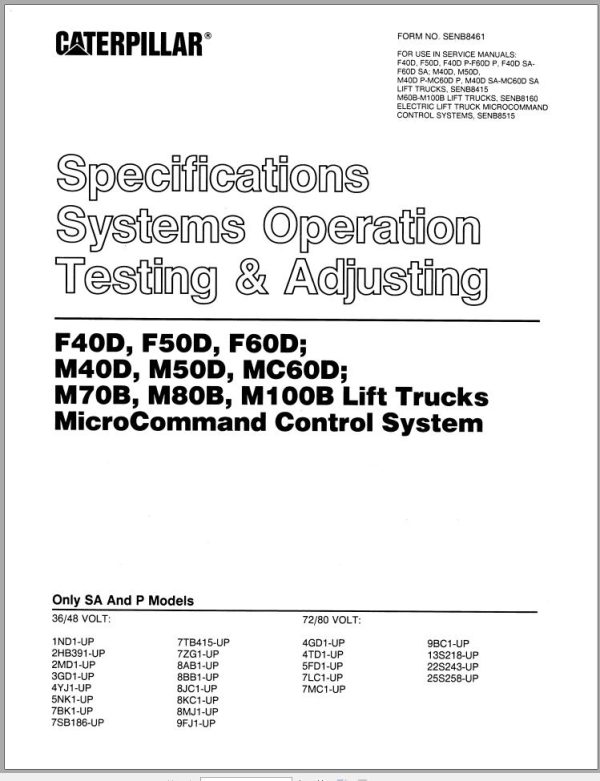 CAT Forklift M40D SA Service Manual 1