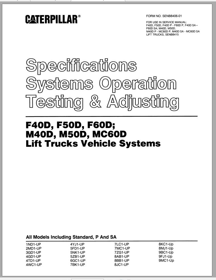 CAT Forklift M50D Service Manual
