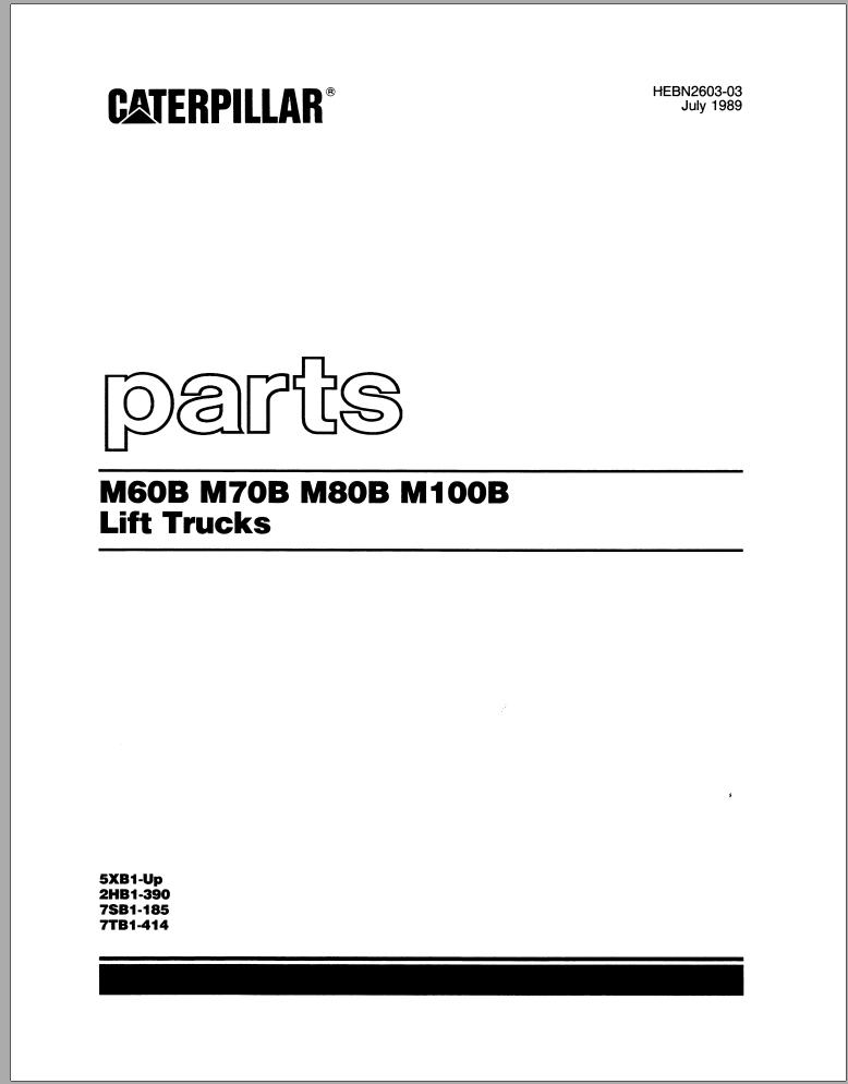 CAT Forklift M60B Spare Parts Manual