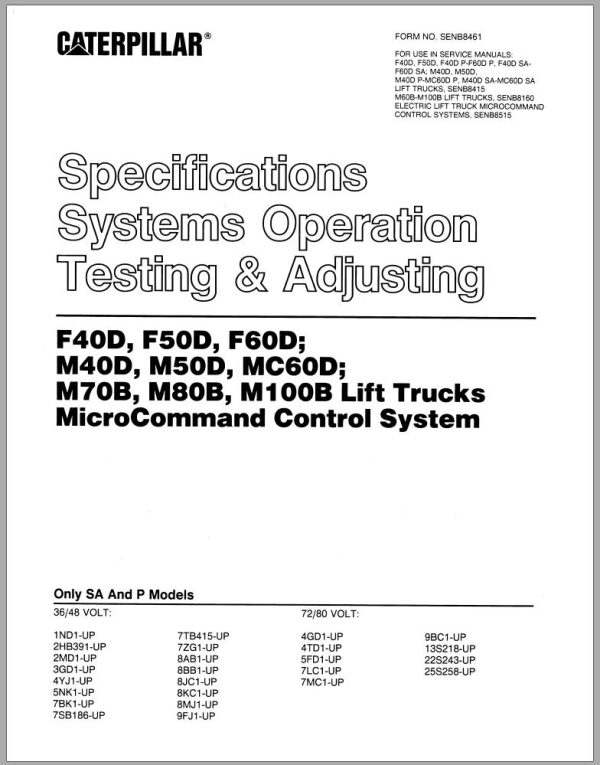 CAT Forklift M80B Service Manual 2