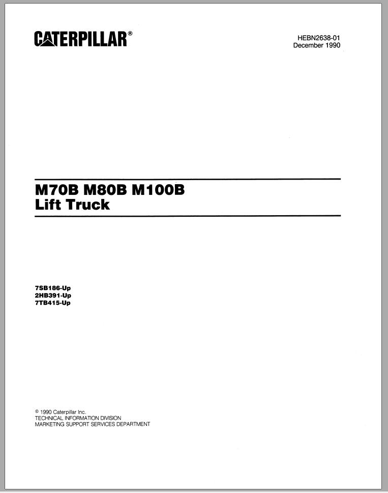 CAT Forklift M80B Spare Parts Manual