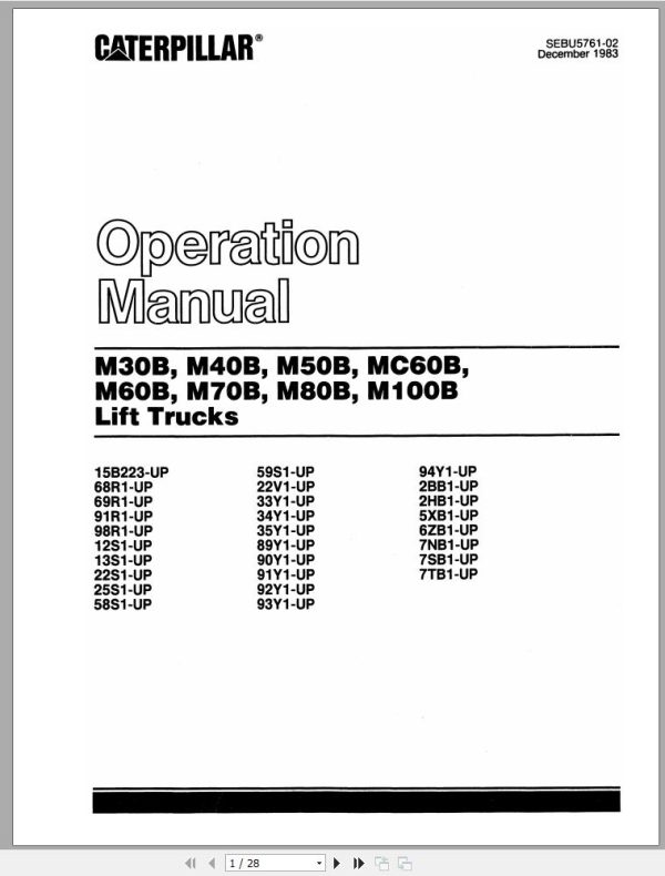 CAT Forklift M80B Spare Parts Manual 2