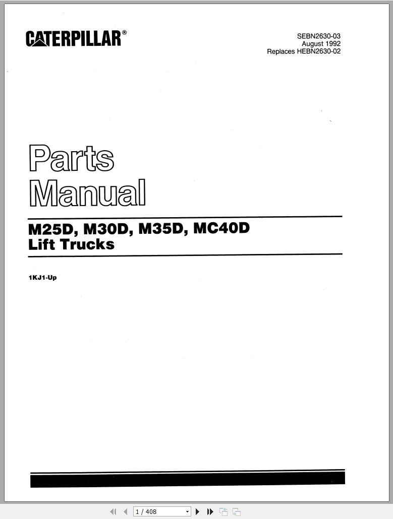 CAT Forklift MC40D Spare Parts Manual