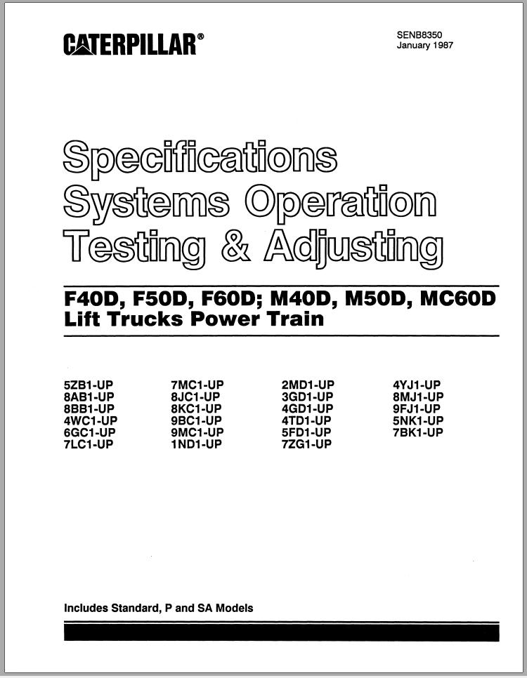 CAT Forklift MC60D SA Service Manual