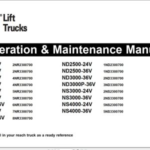 CAT Forklift ND2500 24V Operation Maintenance Manual