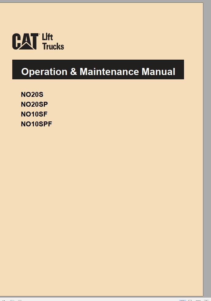 CAT Forklift NO10SF Service Operation Maintenance Manual