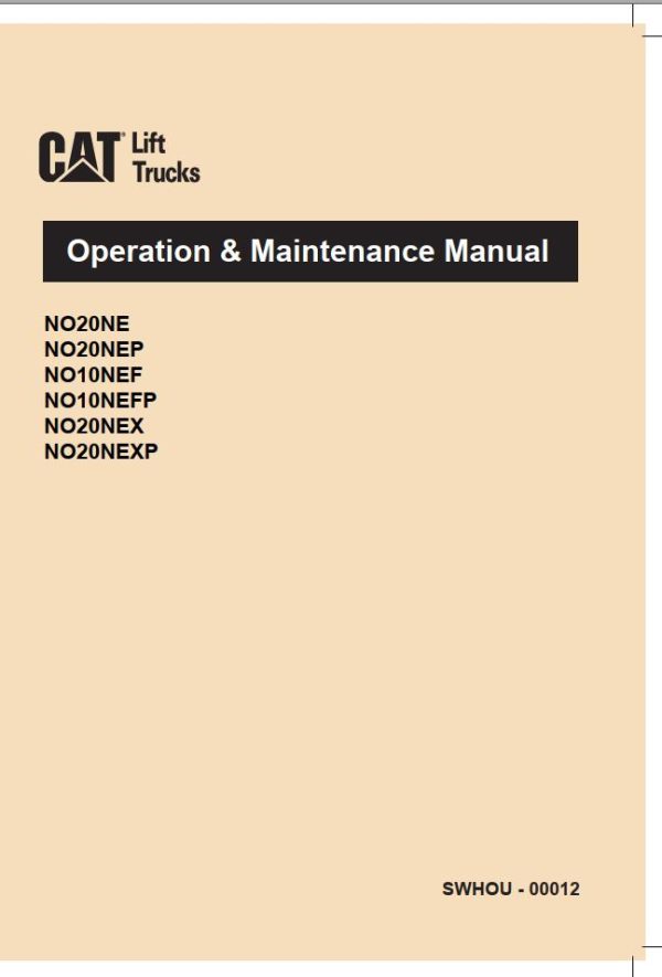 CAT Forklift NO20NE Service Operation Maintenance Manual