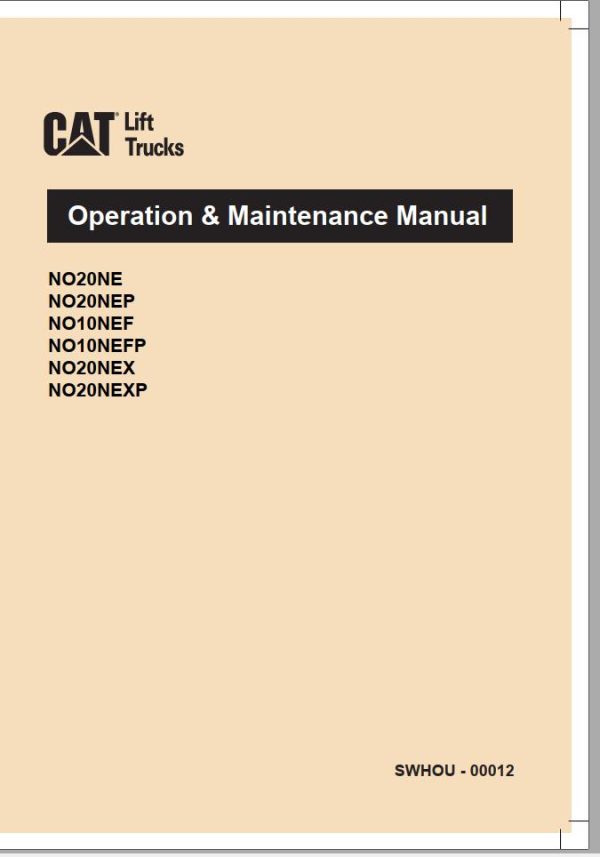 CAT Forklift NO20NEP Service Operation Maintenance Manual