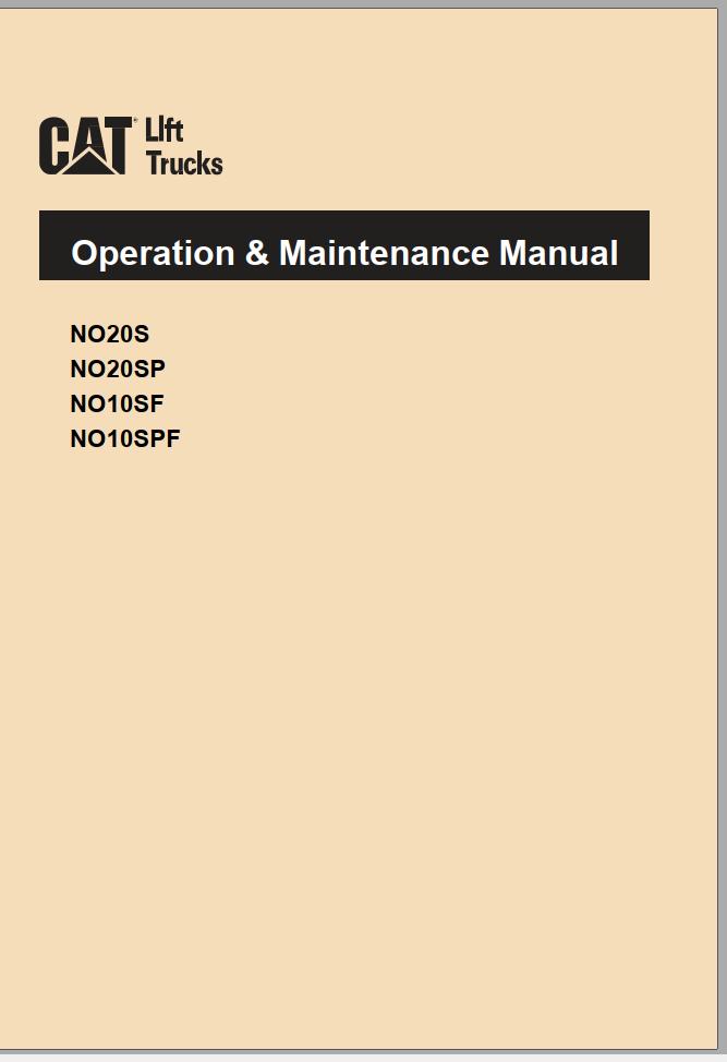 CAT Forklift NO20S Service Operation Maintenance Manual