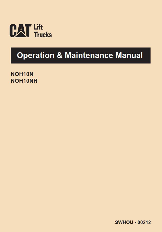 CAT Forklift NOH10N Service Operation Maintenance Manual