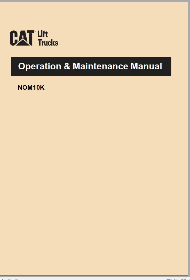 CAT Forklift NOM10K Service Operation Maintenance Manual