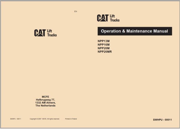 CAT Forklift NPP13M Service Operation Maintenance Manual 2