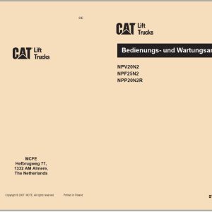 CAT Forklift NPP20N2R Service Operation Maintenance Manual