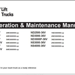 CAT Forklift NR4500 36V Schematic Operation Maintenance Manual