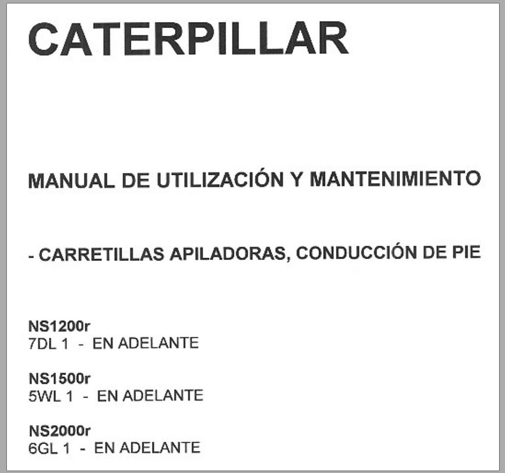 CAT Forklift NS1200R Service Operation Maintenance Manual