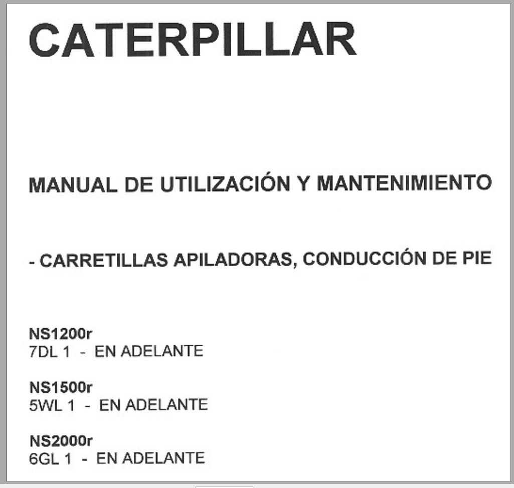 CAT Forklift NS1500R Service Operation Maintenance Manual