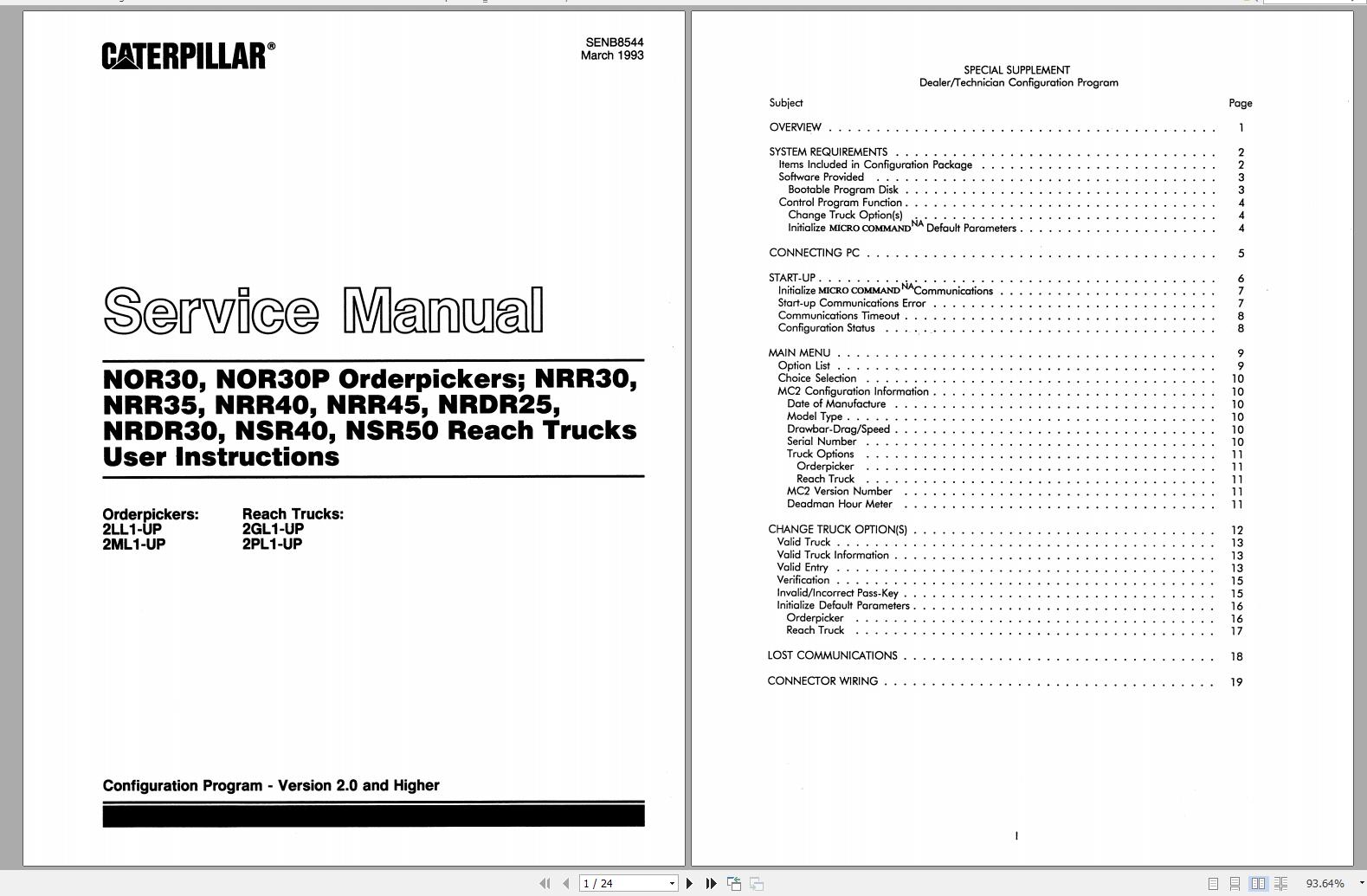 CAT Forklift NSR30 Service Manual