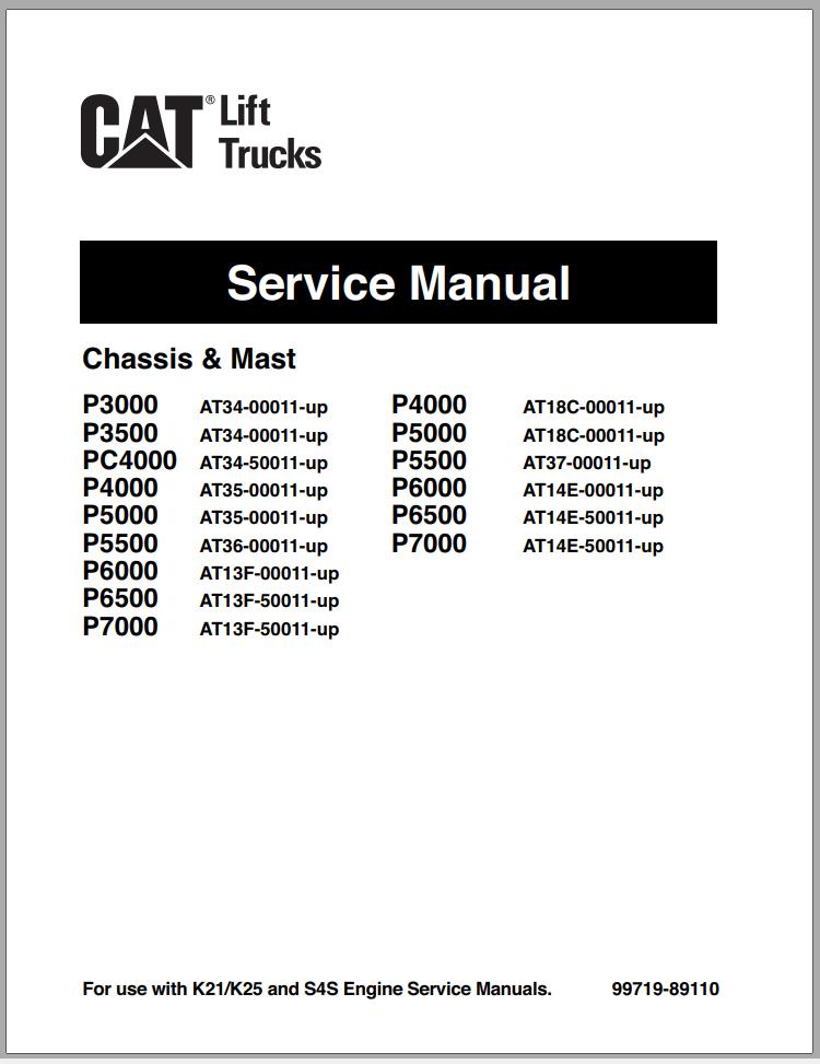 CAT Forklift P4000 P5000 P5000 P6500 P7000 Schematic, Service