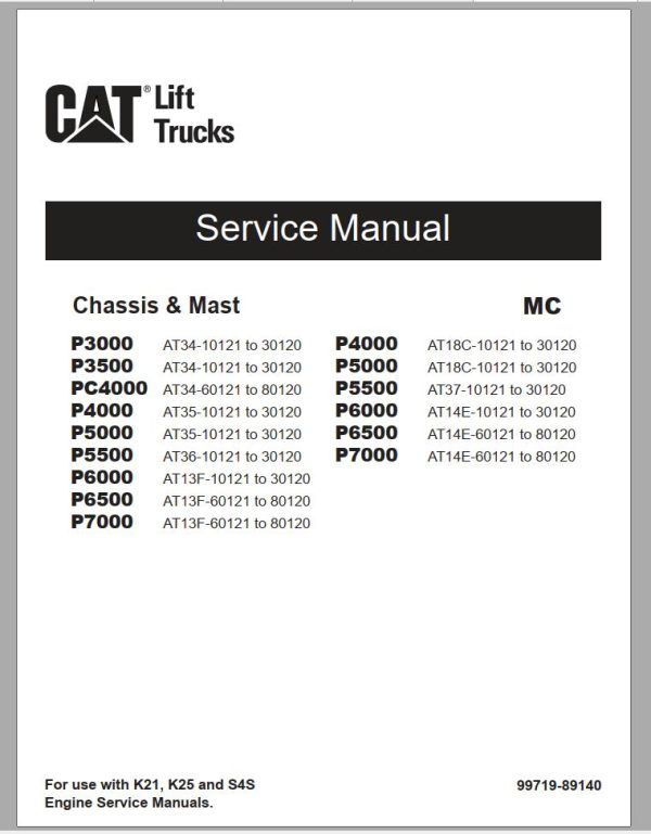 CAT Forklift P5500 P6000 Schematic Service Operation Maintenance Manual