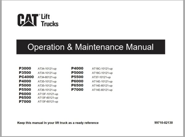 CAT Forklift P5500 P6000 Schematic Service Operation Maintenance Manual 1