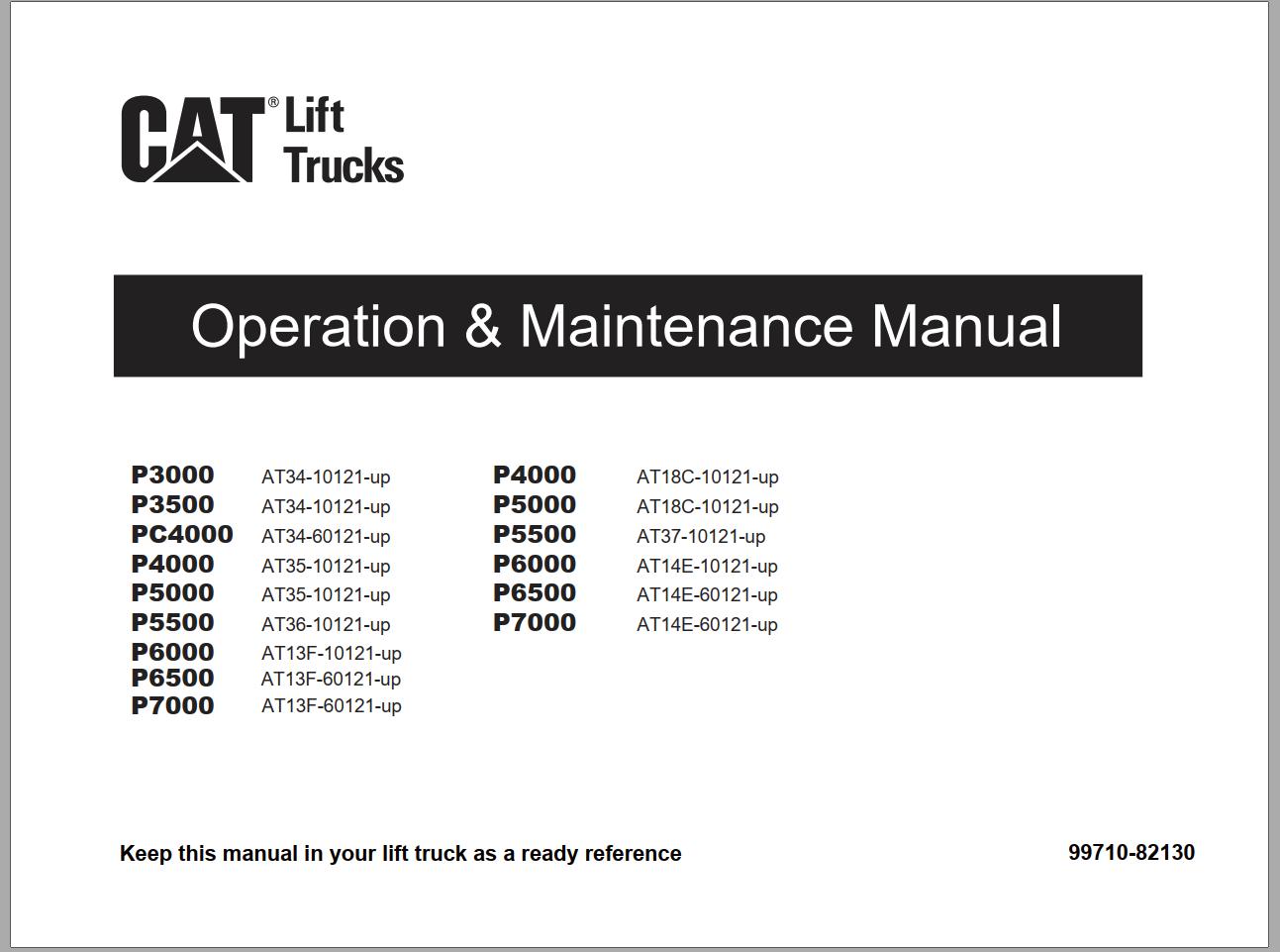 CAT Forklift P5500 P6000 Schematic, Service, Operation & Maintenance Manual