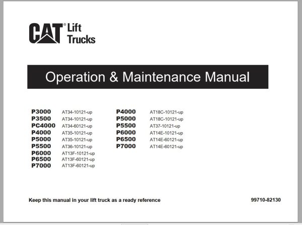 CAT Forklift PC4000 Schematic Service Operation Maintenance Manual