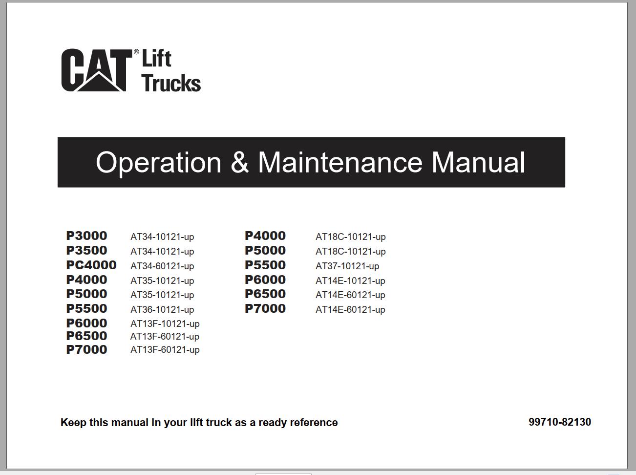 CAT Forklift PC4000 Schematic Service Operation Maintenance Manual