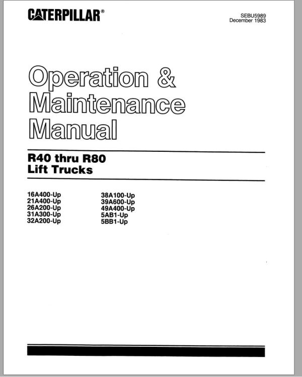 CAT Forklift R60 Operation Maintenance Manual