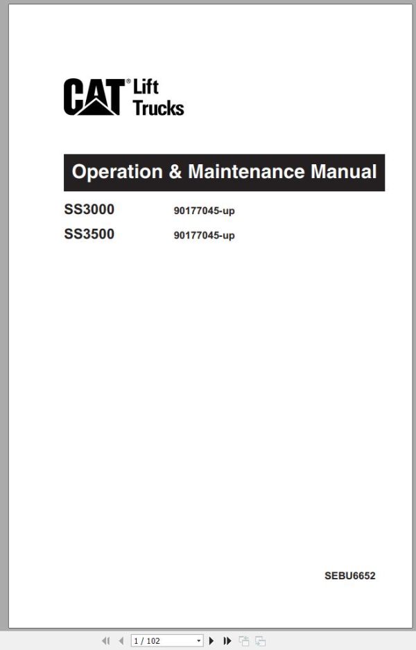 CAT Forklift SS3000 SS3500 Operation Maintenance Manual
